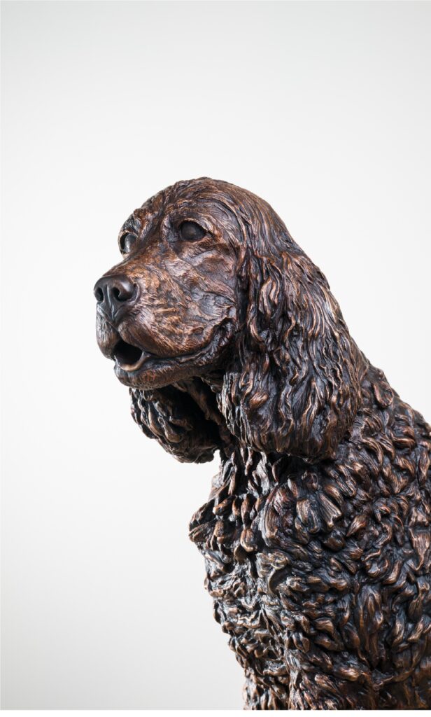Details of the life sized statue of the dog, a spaniel  by the Sculptress JOEL