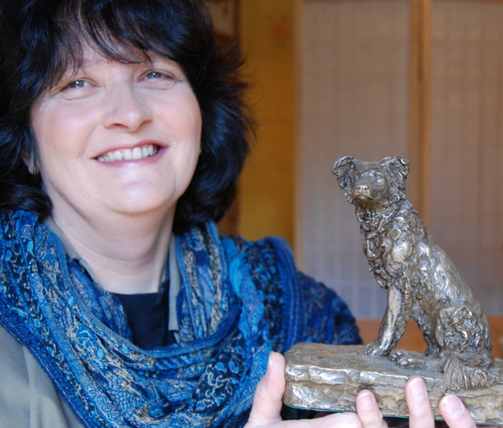 Joel and scale model of Collie Dog Sculpture