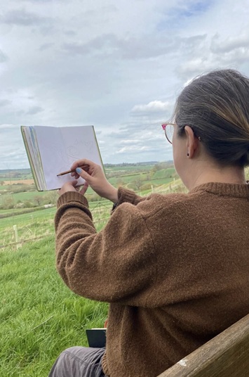 Donna Drouin creating en plein air