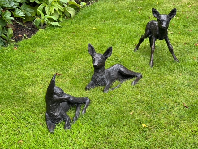 Group of three Roe deer fawn in classic patina 